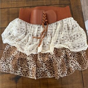 Girls belted layered  skirt